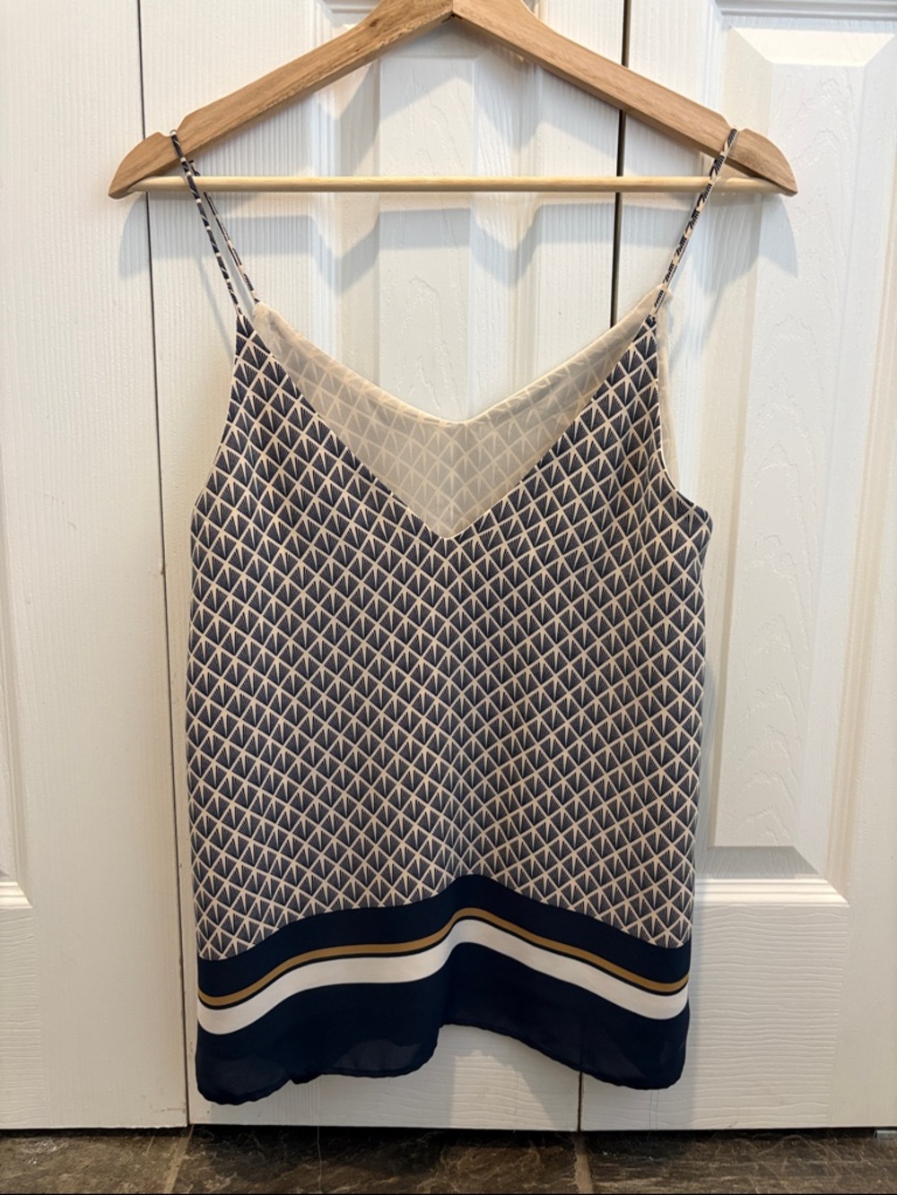 H&M Navy and Cream Geometric V-Neck Camisole